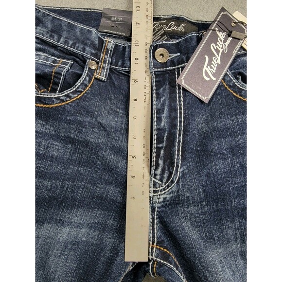 True Luck Jeans Mens 34x30 Boot Dark Blue Thick Stitch Mid Stretch Western NEW - Picture 10 of 16
